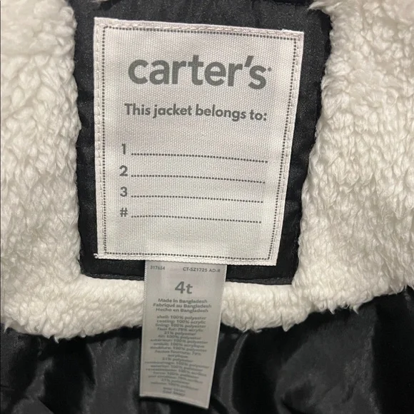 Carter’s Kids Boys Hooded Winter Puffer Coat Jacket 4T Brand New - Picture 3 of 5
